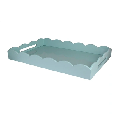 Addison Ross Ltd Eau De Nil Large Lacquered Scallop Ottoman Tray In Gray