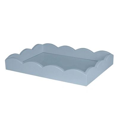 Addison Ross Ltd Pale Denim Small Lacquered Scalloped Tray In Blue