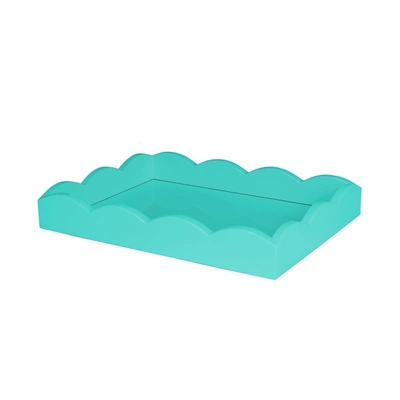 Addison Ross Ltd Turquoise Small Lacquered Scalloped Tray In Blue