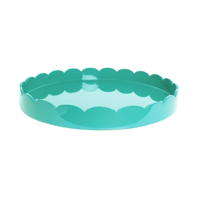 Addison Ross Ltd Turquoise Round Medium Lacquered Scallop Tray In Green
