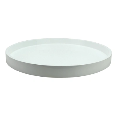 Addison Ross Ltd White Straight Sided Round Medium Lacquered Tray
