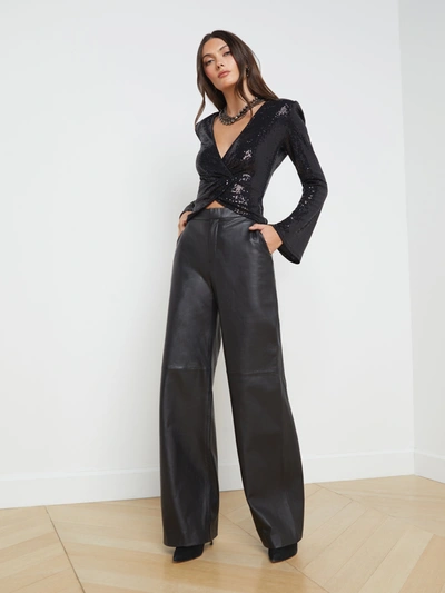 L AGENCE LIVVY LEATHER STRAIGHT-LEG TROUSER