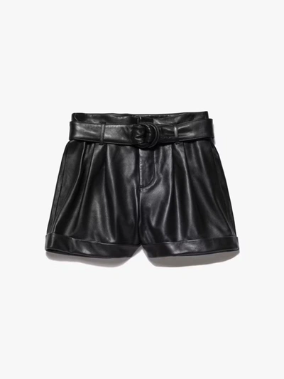 Frame Paperbag Leather Shorts In Black