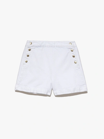 Frame Sailor Snap High-rise Denim Shorts In White