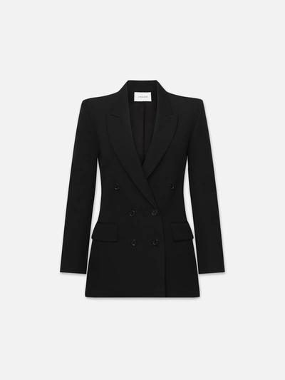 Frame Double-breasted Storm Flap Blazer In Black