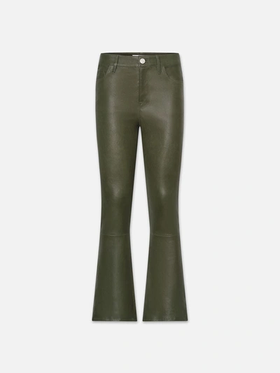 Frame Le Crop Mini Boot Leather Pants In Green