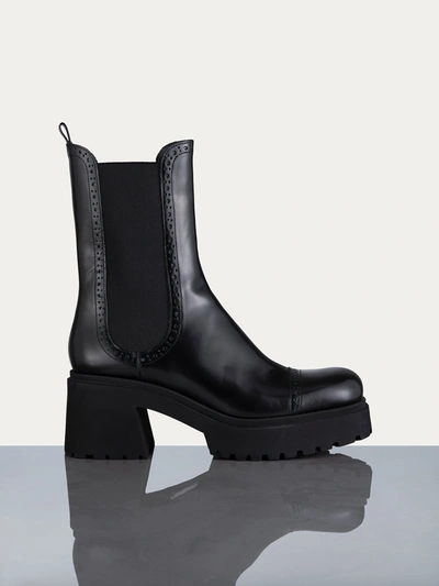 Frame Lumi Lug 65mm Leather Boots In Black