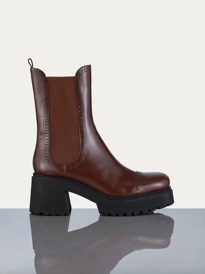 Frame Lumi Lug 65mm Leather Boots In Brown