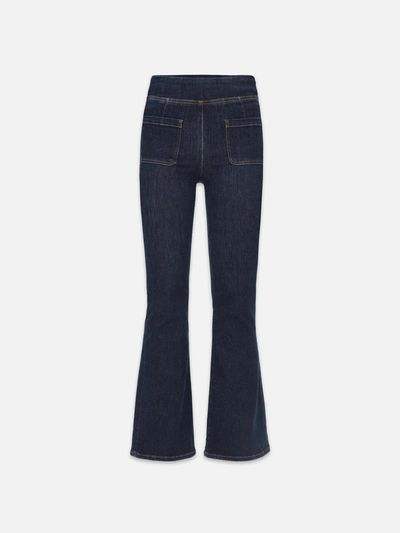 Frame The Bardot Jetset Organic Cotton-blend Jeans In Dark Blue