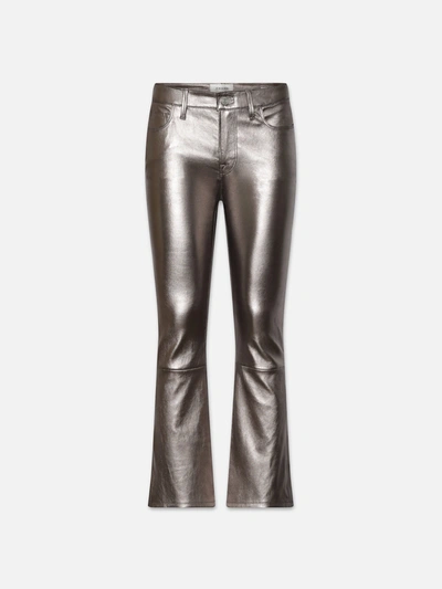 Frame Women's Le Crop Mini Boot Metallic Leather Trousers In Gray