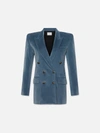 Frame Double Breasted Slim Blazer In Blue