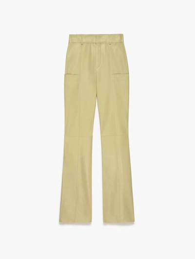 Frame Seamed Leather Trousers In Yellow