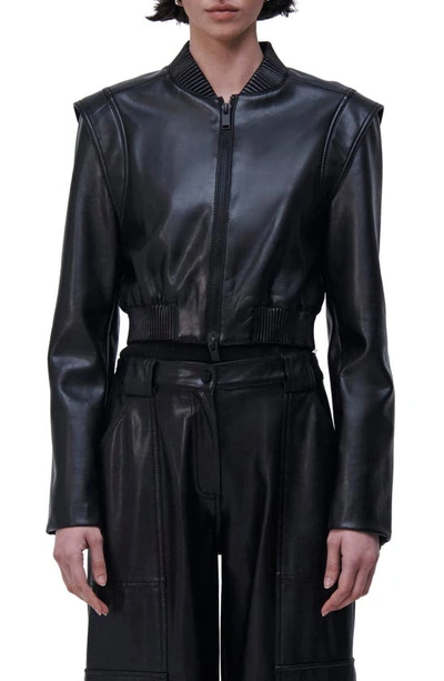 Simkhai Doreen Regenerated Leather Bomber Jacket In Black