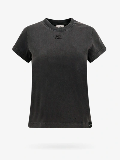 Courrèges Man Black T-shirts In Gray