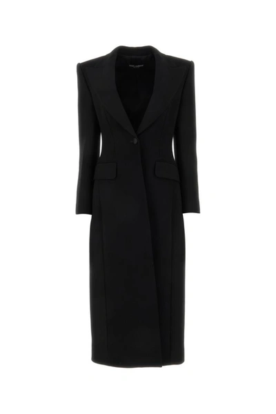 DOLCE & GABBANA DOLCE & GABBANA WOMAN BLACK CADY COAT