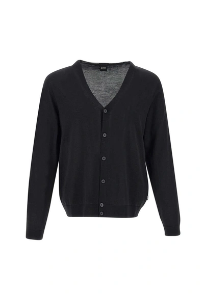 Hugo Boss Mardon-l Pure Virgin Wool Cardigan In Black