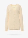 Maison Margiela Cotton Blend Cardigan With Back Iconic Stitching.this Garnment Has Been Treated In Order To Give The In White