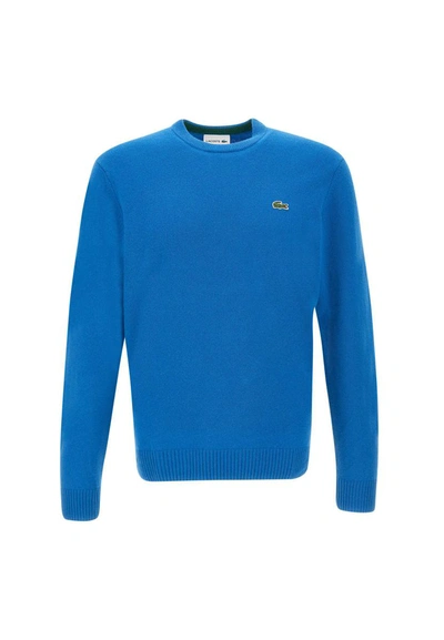 Lacoste Men's Crew Neck Wool Sweater - Xl - 6 In Blue