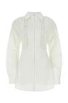MARINE SERRE MARINE SERRE WOMAN WHITE COTTON SHIRT DRESS