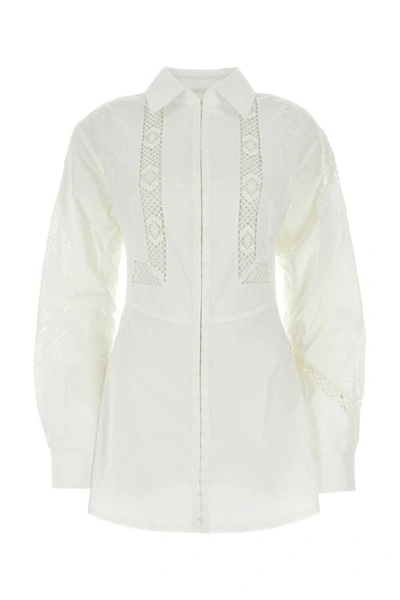 MARINE SERRE MARINE SERRE WOMAN WHITE COTTON SHIRT DRESS