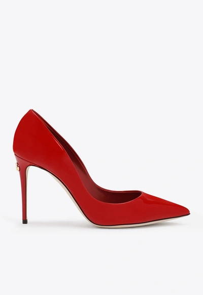 Dolce & Gabbana Cardinale 90 Patent Leather Pumps In Red