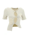 Christopher Esber Ribbed Round Neck T-shirt Cut-outs In Sand