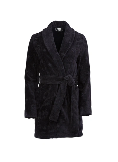 Fleur Du Mal Terrycloth Short Robe In Black