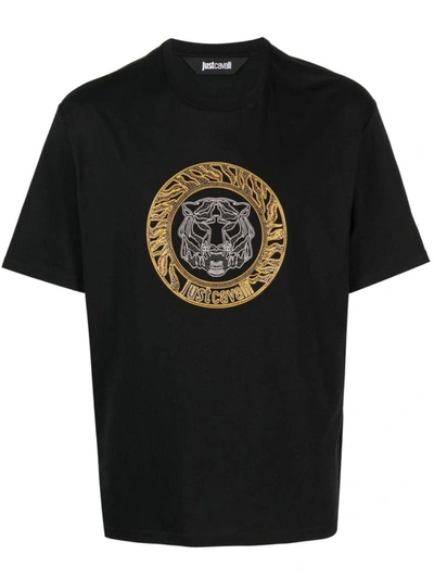 Just Cavalli Logo-embellished Cotton T-shirt In Nero
