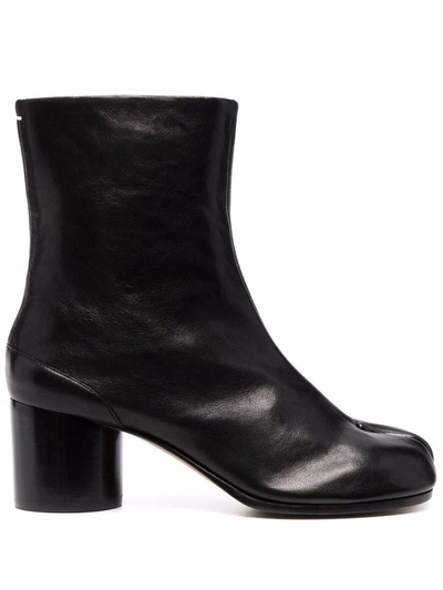 Maison Margiela Tabi 60mm Leather Ankle Boots In Black