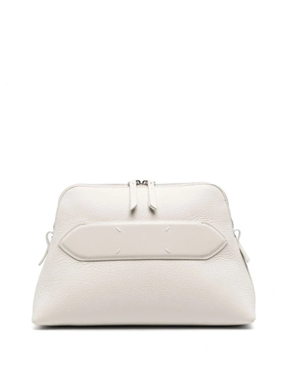 Maison Margiela Foldover Leather Shoulder Bag In Greige