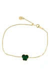 Effy 14k Yellow Gold Malachite Clover Bracelet In Green