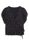 MADEWELL FLORAL FLUTTER SLEEVE WRAP TOP