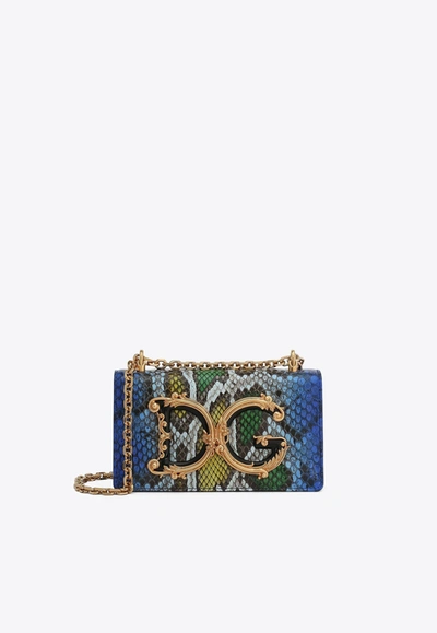 DOLCE & GABBANA DG GIRLS PYTHON PRINT CROSSBODY BAG