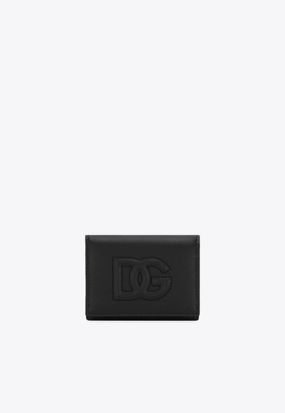 Dolce & Gabbana Dg Logo French Wallet In Calf Leather In Black