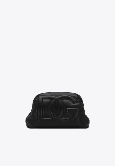 Dolce & Gabbana Dg Logo Nappa Leather Clutch In Black