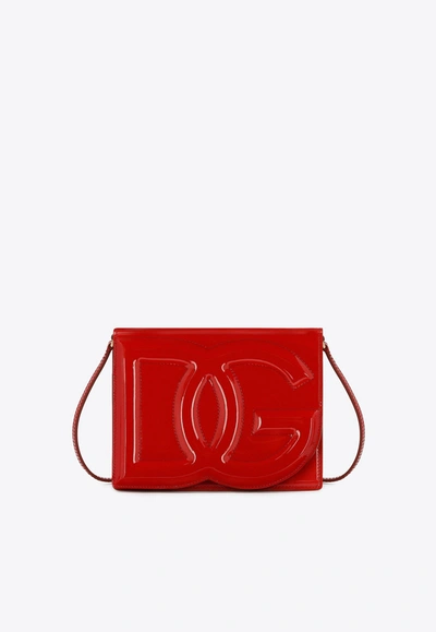 DOLCE & GABBANA DG LOGO PATENT LEATHER CROSSBODY BAG