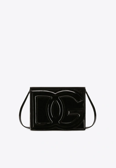DOLCE & GABBANA DG LOGO PATENT LEATHER CROSSBODY BAG