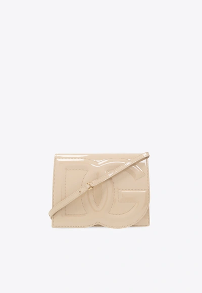 DOLCE & GABBANA DG LOGO PATENT LEATHER CROSSBODY BAG