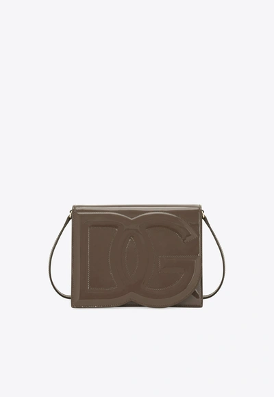 DOLCE & GABBANA DG LOGO PATENT LEATHER CROSSBODY BAG