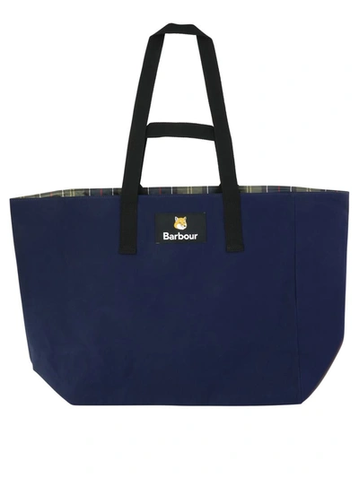 Barbour " X Maison Kitsuné" Reversible Tote Bag In Blue