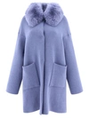 Giovi Elegant Mini Wool And Cashmere Jacket For Women In Blue