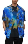 Allsaints Borealis Tie Dye Print Relaxed Fit Shirt In Cosmo Blue