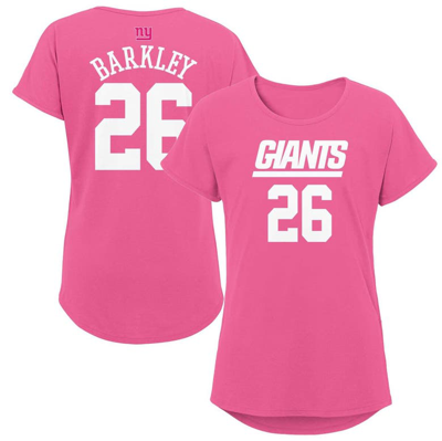 OUTERSTUFF GIRLS YOUTH SAQUON BARKLEY PINK NEW YORK GIANTS PLAYER NAME & NUMBER T-SHIRT