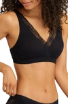 Hanro Cotton Lace Wire-free Bra In Black