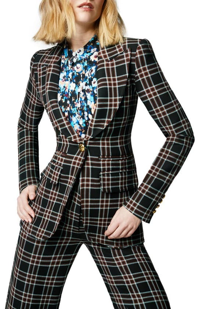 Smythe Hutton Tailored Wool Plaid Cutaway Blazer In Multi