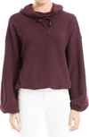 Max Studio Funnel Neck Waffle Knit Pullover In Bordeaux