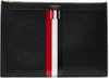 Thom Browne Tricolour Zipper Tablet Holder In 001 Black