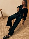 Faherty Stretch Silk Velvet Genevieve Pants In Black