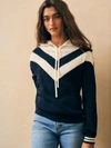 Faherty Throwback Sweater Hoodie In Varsity Blues