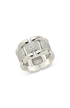 Sterling Forever Avina Pavé Cubic Zirconia Link Ring In Silver